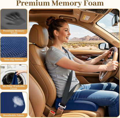 TranquilRelax Memory Foam Seat Cushion for Office Chair, 3-Inch, Black | Medium-firm Support for Long Sitting, Washable Mesh Cover, Non-slip Base, Perfect for Car Seats & Short Drivers