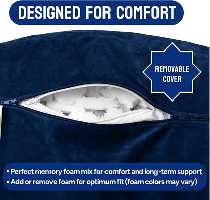 Reading Pillow for Bed with Arms Pockets for Adults, Large Grey | Bed Pillow for Sitting Up for Nursing, Breast Feeding, Bedrest or Relief from GERD or Heartburn; Removable, Washable Cover