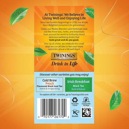 Twinings Strawberry & Raspberry Herbal Iced Tea, 72 Oversized Tea Bags, Makes 18 Pitchers or 144 Servings, Unsweetened, Naturally Caffeine-Free, 72 Count (Pack of 1)