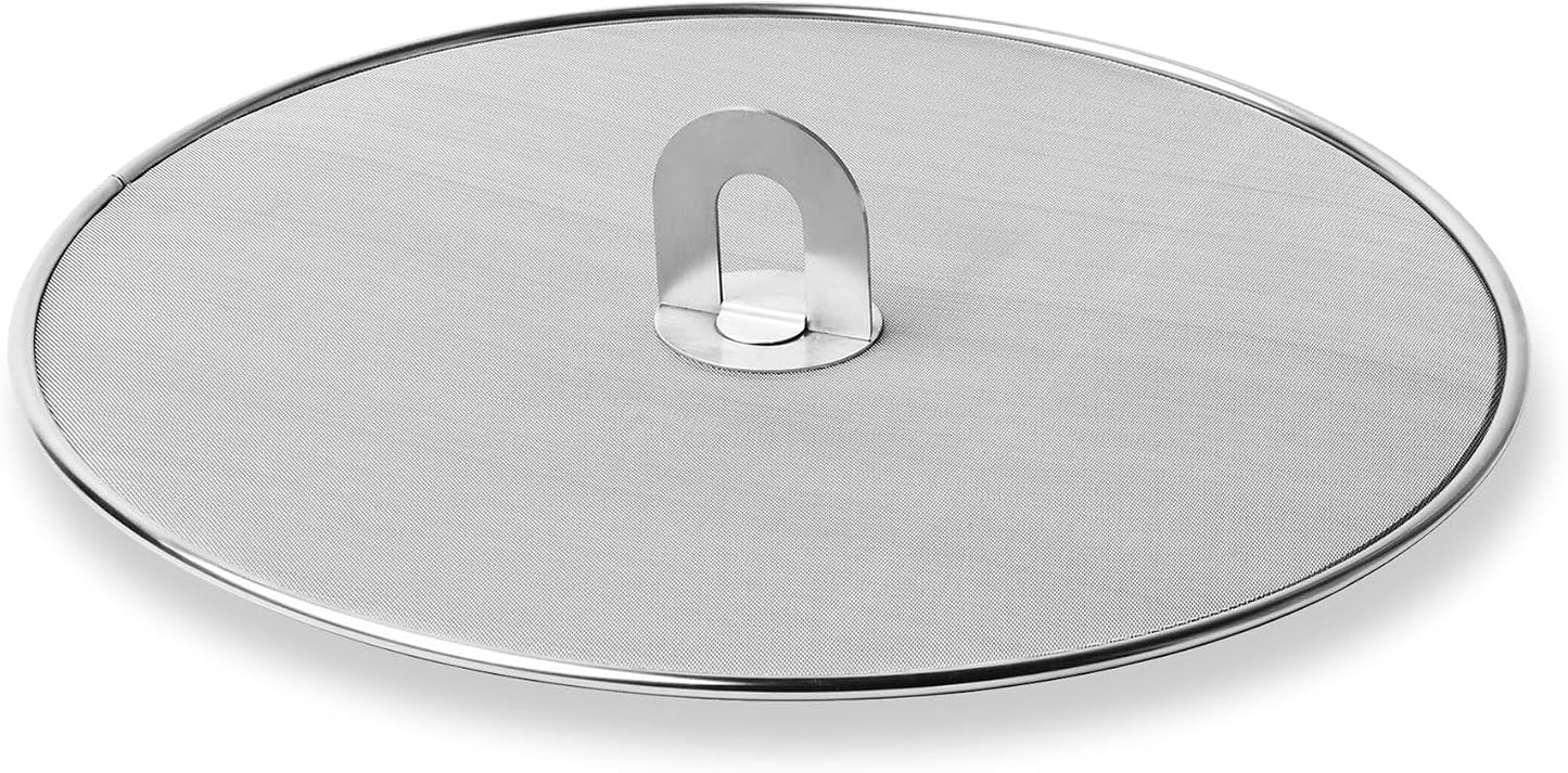 Homestia Splatter Screen for Frying Pan, 10 Inch Grease Splatter Guard | 304 Stainless Steel Ultra Fine Mesh Lids, Splatter Screen for Cooking, Rust-Free - No Oil Mess, No Burns, with Fold Flat Knob