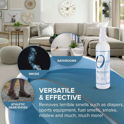 Zero Odor Multi-Purpose Odor Eliminator, Fabric & Room Deodorizer, 16 oz | Odor Eliminator Spray for Closet, Bathroom, Basement, Trash & Upholstery, Air and Surface use