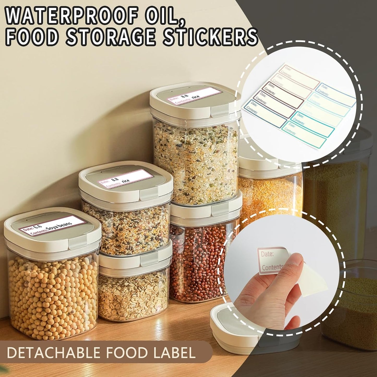 1000Pcs Removable Dry Erase Labels Stickers for Food Containers, Reusable Sticky Notes, Freezer Labels to Write On, Waterproof Date Stickers, Freezer Tape