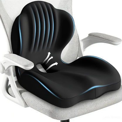 Seat Cushion for Office Chair and Car, L-Shaped Ergonomic Seat Cushions,Memory Foam Orthopedic Cushion with Coccyx Hollow,Lumbar Support & Tailbone Pain Relief for Car, Truck, Home,Gaming Chair,Black