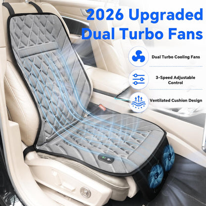 2026 Upgraded Ventilated Seat Cushion, 12V-24V Cooling Car Seat Cover for Front Seat, Cooled Seat Pad for Office Chair Sofa Car SUV Truck Universal Fit, Classic Black
