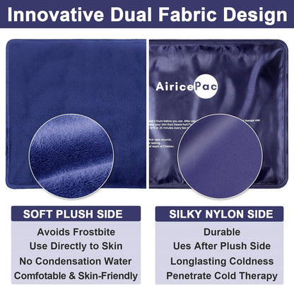 AiricePac Extra Large Gel Flexible Back Ice Packs for Injuries Reusable, 11”x 20” Cold Pack Wrap for Knee Leg Neck Shoulder Hip Back Pain Relief, Cold Compress Therapy for Swelling, Bruises, Surgery
