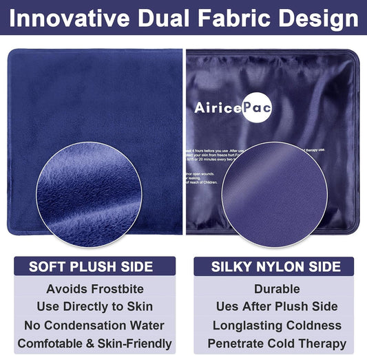 AiricePac Extra Large Gel Flexible Back Ice Packs for Injuries Reusable, 11”x 20” Cold Pack Wrap for Knee Leg Neck Shoulder Hip Back Pain Relief, Cold Compress Therapy for Swelling, Bruises, Surgery