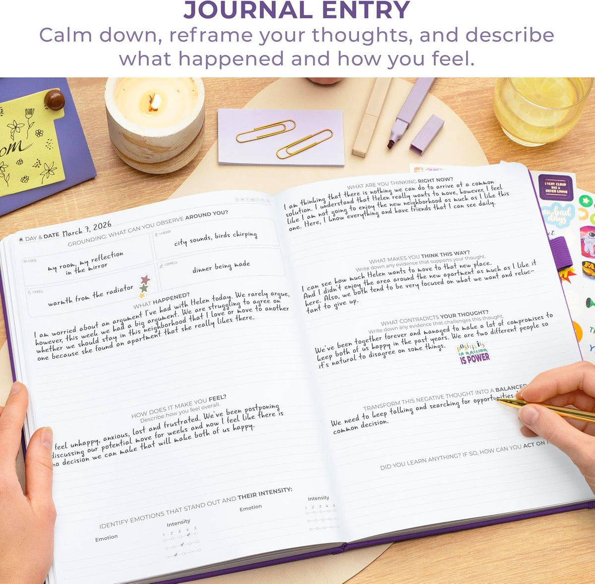 Clever Fox Mental Health & Anxiety Journal CBT Prompts 5.8x8.3 Lavender