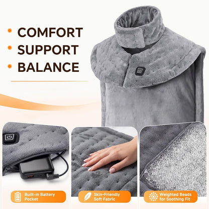 Portable Cordless Heating Pad for Neck and Shoulders Back, 15000mAh Battery