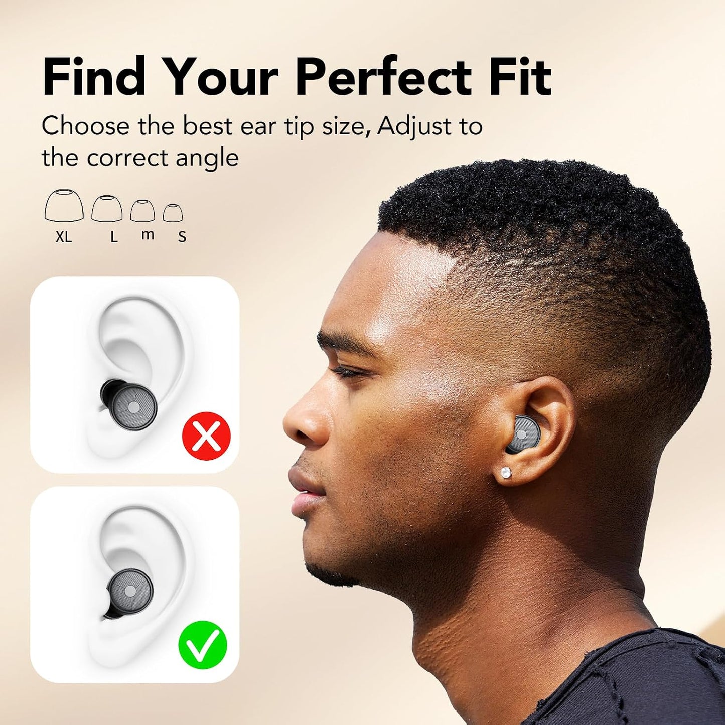 Ear Plugs for Sleeping,Noise Cancelling Silicone Earplugs,Concert,45 dB,Soft and Reusable,Hearing Protection with 8 Earpieces in 4 Sizes(XS/S/M/L),Carrying Bag,for Concert,Sleeping,Black
