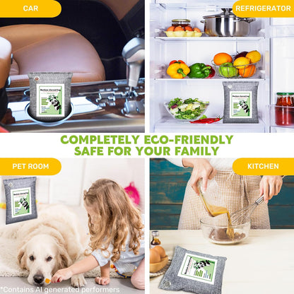 Activated Charcoal Odor Absorber Deodorizer Odor Eliminator for Strong Odor | Home, Basement, Closets, Shoes, Smoke, Car Air Freshener. 3 Pack Nature Bamboo Charcoal Air Purifying Bags