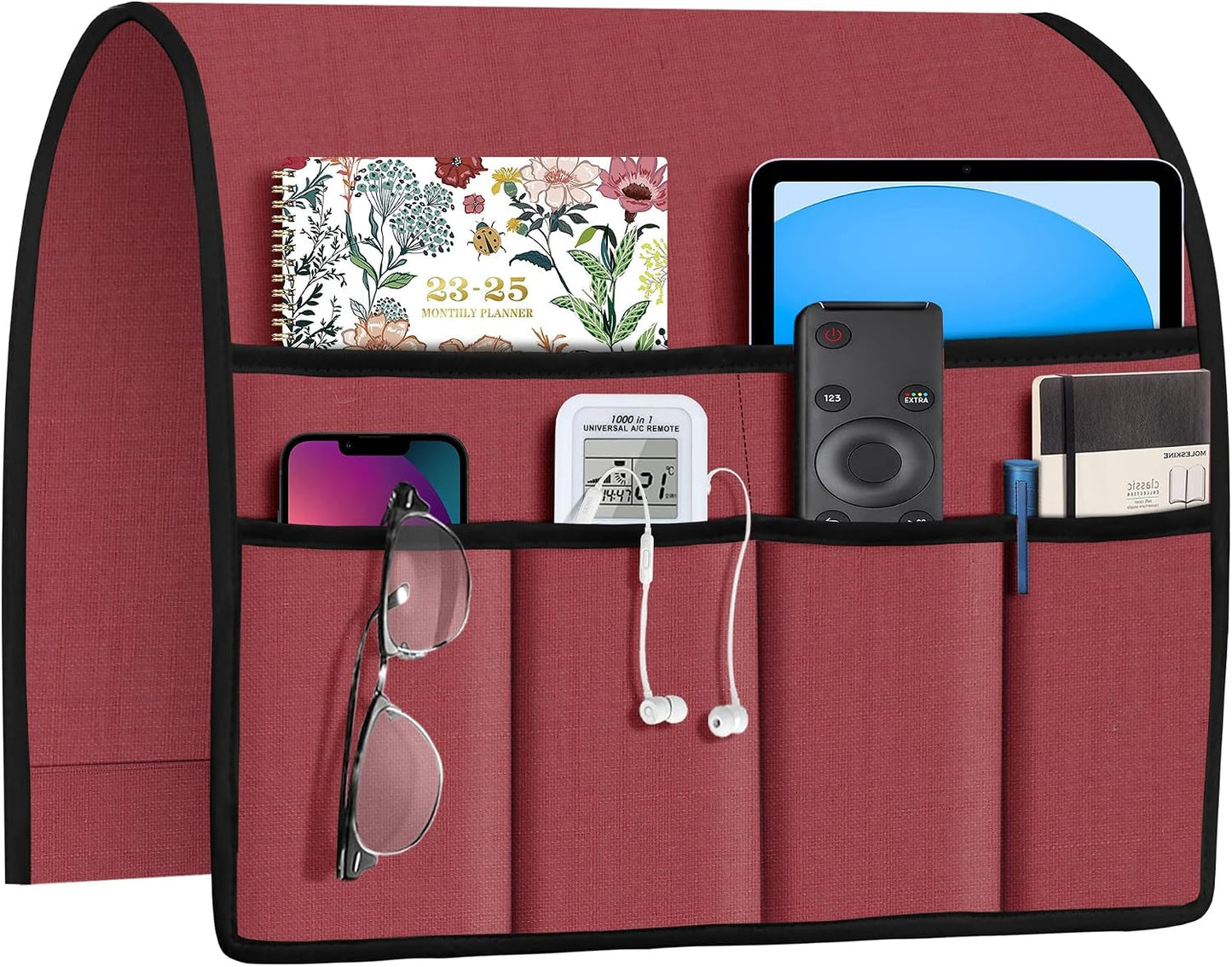 Joywell Remote Caddy Couch Remote Control Holder for Recliner Sofa Armrest Organizer Non Slip Arm Chair Caddie with 6 Pocket Storage for Magazine, Tablet, Phone, iPad, Black