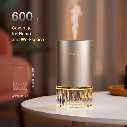 Airversa Waterless Essential Oil Diffuser for Home Room Desk Car Air Freshener Diffuser, Up to 600 sq ft, Battery Operated, Mist Level and Timer Settings, 100mL Capacity, Cold Air, RD1 Black