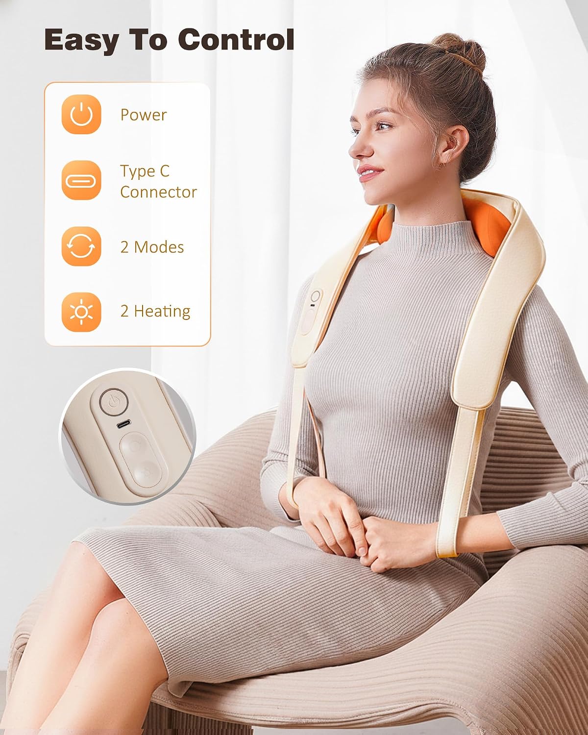 Cordless Neck and Shoulder Massager for Pain Relief Deep Tissue with Heat