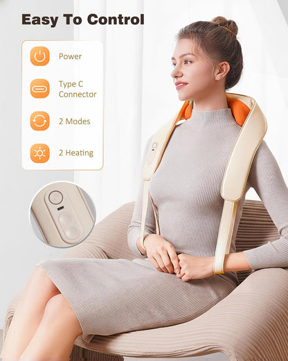 Cordless Neck and Shoulder Massager for Pain Relief Deep Tissue with Heat