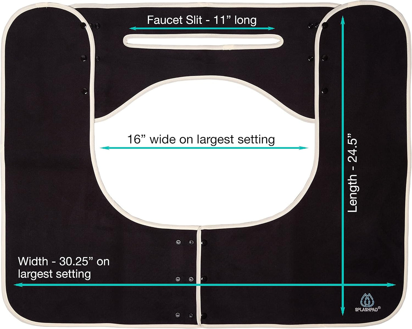 Sink Splash Guard - Home Essentials Faucet Mat for Clean and Dry Bathroom Counter - Absorbent Fast Drying Non Slip Protector - Soft Microfiber with Waterproof Rubber Grip - Washable - White