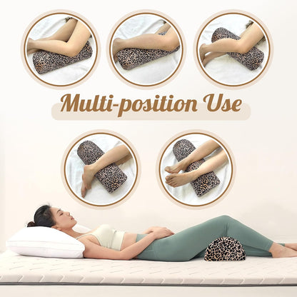Knee Pillow for Back Sleeping – Half Moon Bolster Pillow for Under Knee While Sleeping Support, Leg & Back Pain Relief (21.5x9x5 Inches)