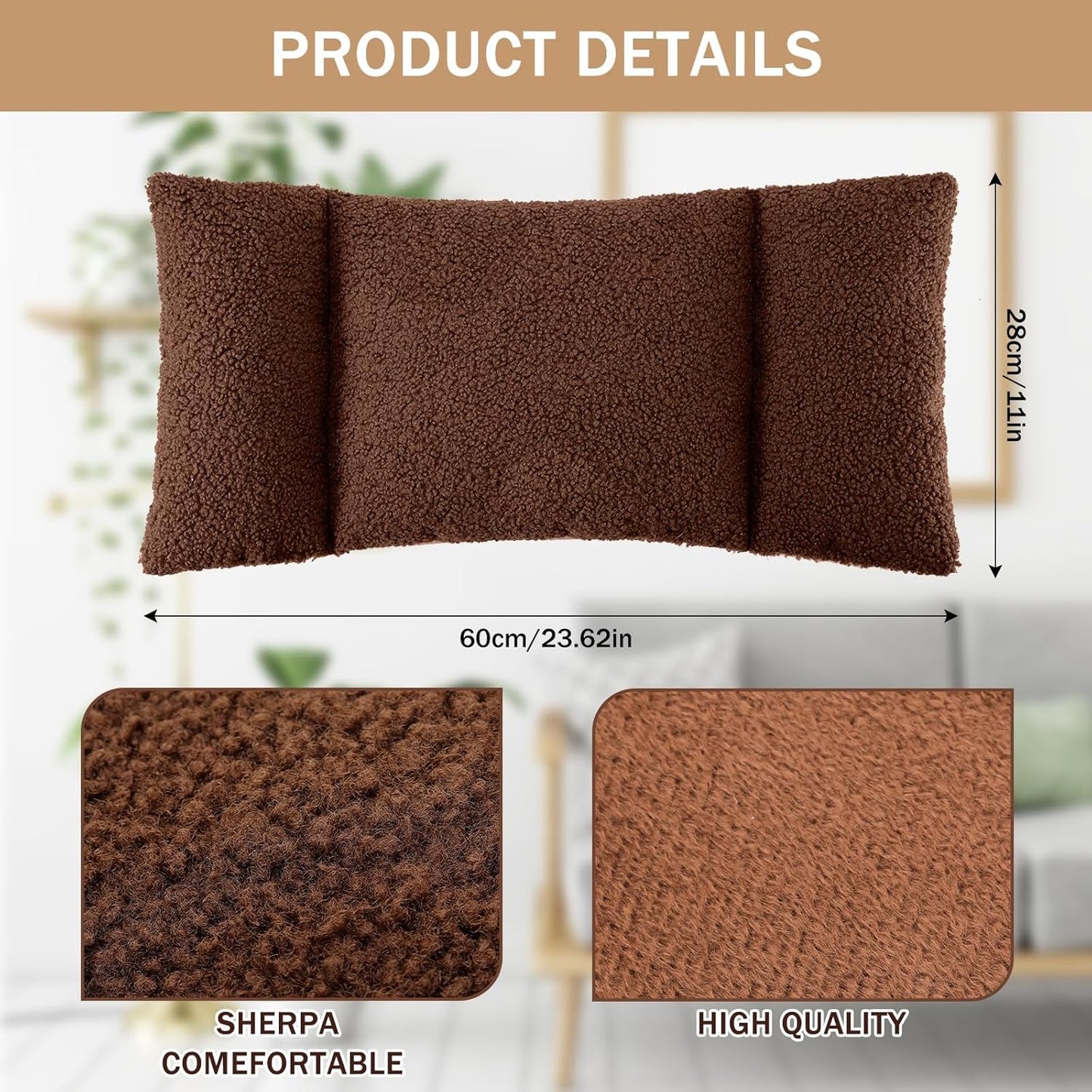Queekay Fleece Lumbar Support Pillow 3 Section Back Pillow Office Chair for Back Support Comfortable Lumbar Cushion for Car Seat Pain Relief Sofa Rest(Black)