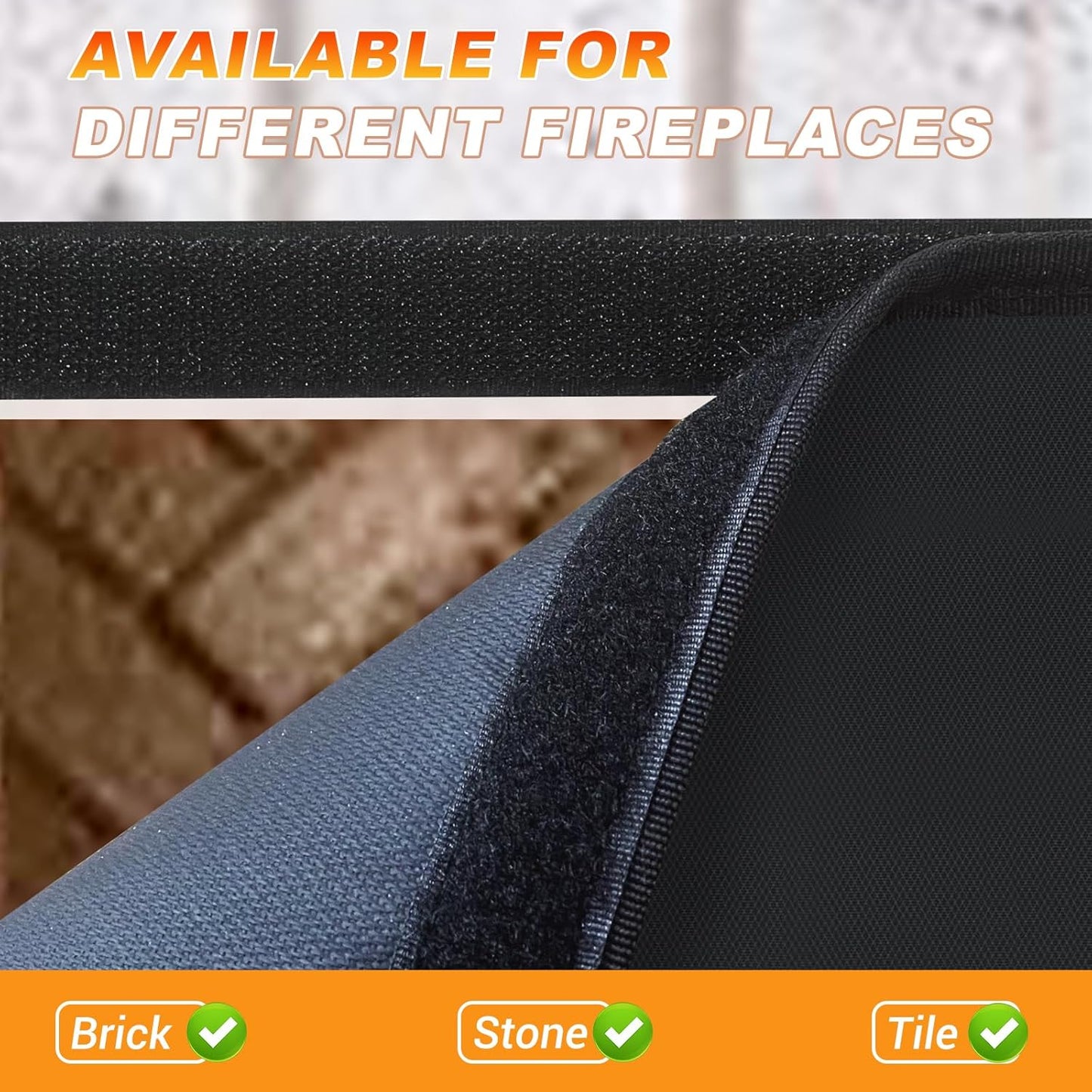 Fireplace Cover, Draft Stopper for Brick Fireplace, Fireplace Flue Blocker, Indoor Fireplace Blanket for Heat Loss, Winter and Summer, Black, 36x20 Inches