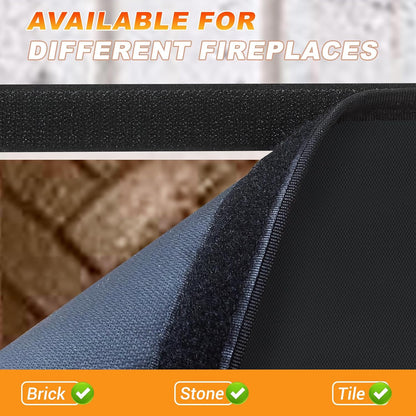 Fireplace Cover, Draft Stopper for Brick Fireplace, Fireplace Flue Blocker, Indoor Fireplace Blanket for Heat Loss, Winter and Summer, Black, 36x20 Inches