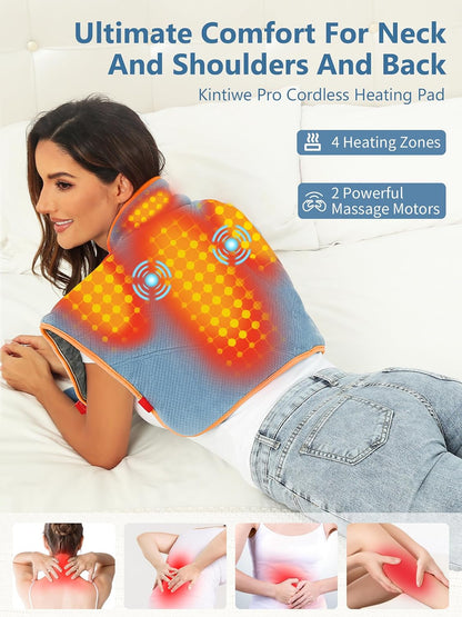 Portable Cordless Heating Pad with Battery,Weighted Rechargeable Heat Pad