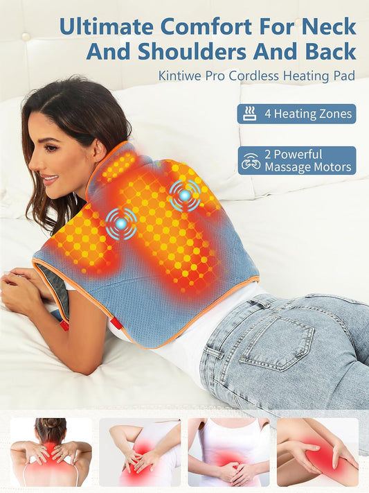 Portable Cordless Heating Pad with Battery,Weighted Rechargeable Heat Pad