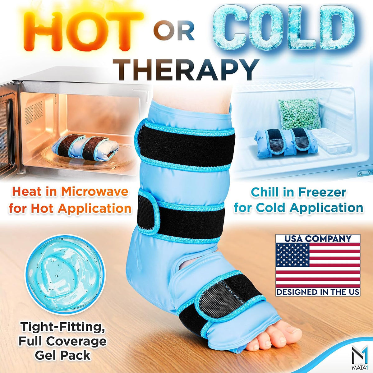 Ankle Ice Pack Wrap for Foot Pain Relief and Feet Injuries - by Mata1