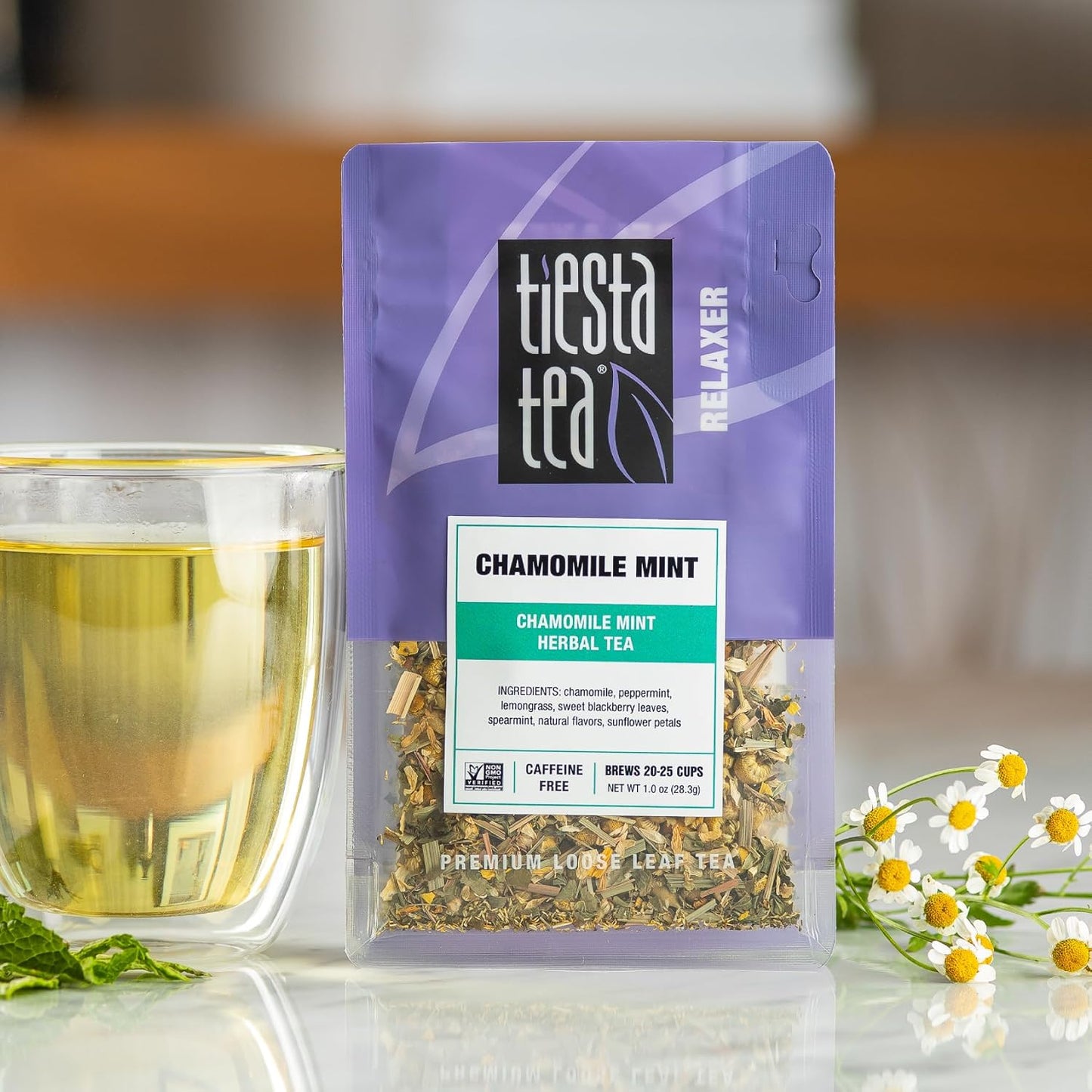 Tiesta Tea - Lavender Chamomile Herbal Tea, Loose Leaf, Calming Blend with Chamomile, Lavender, and Lemongrass, Caffeine-Free Herbal, Great for Hot or Iced, Resealable Pouch, 25 Cups, 0.9 Ounce