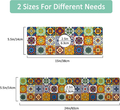 Kitchen Sink Splash Guard Faucet Mat 24" X 5.5" Tropical Leavesl Absorbent Fast Drying Mat Faucet Draining Mat Sink Splash Guard Behind Faucet Drip Catcher for Kitchen Bathroom