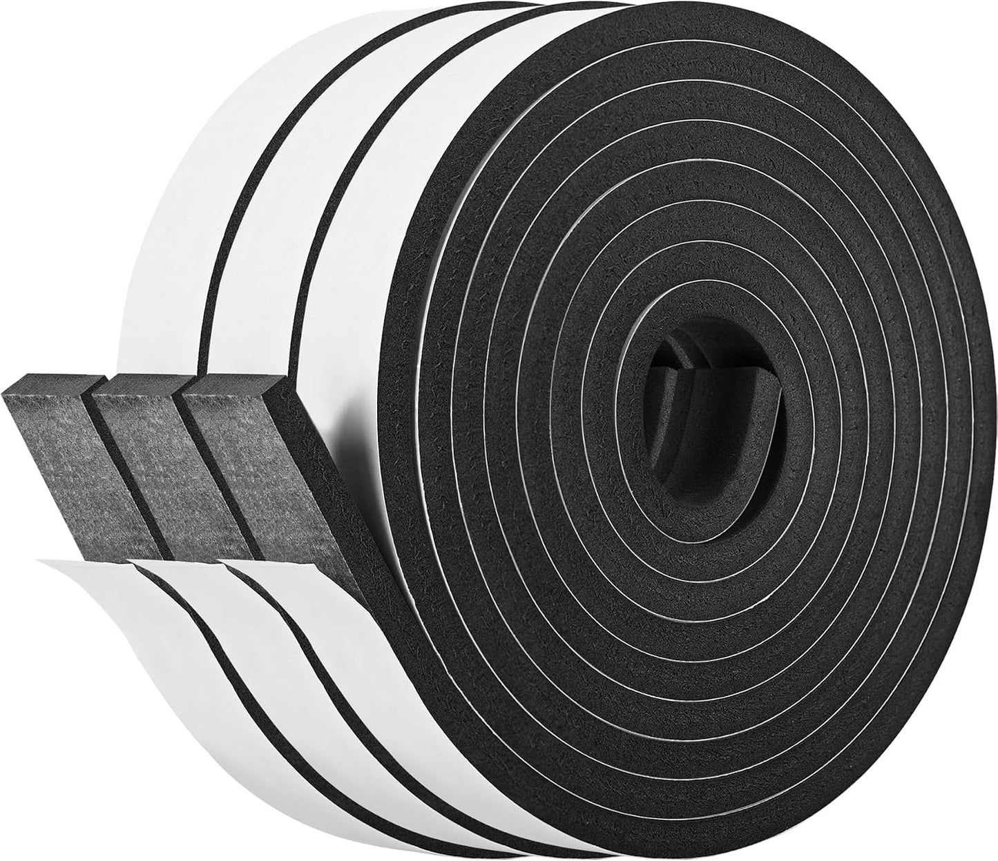 Kikerike Self Adhesive Foam Tape Weatherstrip 1/2In x 1/4In x 42Ft High Density Foam Insulation Strips Seal Weather Stripping with Strong Adhesive for Door and Window Sound Isolation Soundproofing