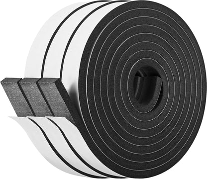 Kikerike Self Adhesive Foam Tape Weatherstrip 1/2In x 1/4In x 42Ft High Density Foam Insulation Strips Seal Weather Stripping with Strong Adhesive for Door and Window Sound Isolation Soundproofing