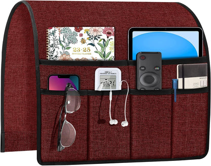 Joywell Remote Caddy Couch Remote Control Holder for Recliner Sofa Armrest Organizer Non Slip Arm Chair Caddie with 6 Pocket Storage for Magazine, Tablet, Phone, iPad, Black