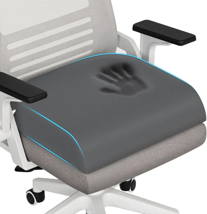 TranquilRelax Memory Foam Seat Cushion for Office Chair, 3-Inch, Black | Medium-firm Support for Long Sitting, Washable Mesh Cover, Non-slip Base, Perfect for Car Seats & Short Drivers