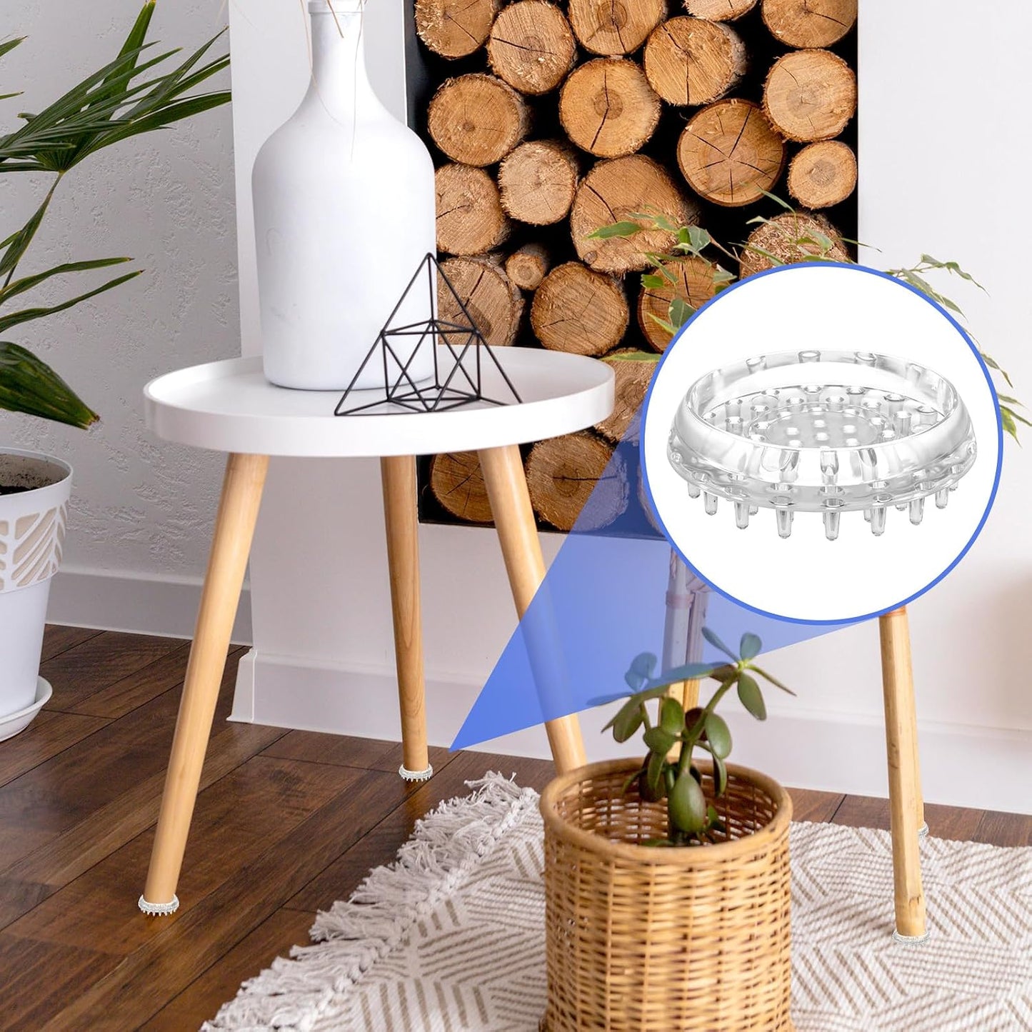 JJUNW 32Pcs Carpet Protector, Spiked Plastic Caster Cups Clear Round and Square Spiked Furniture Cups for Chair, Table, Sofa, Bookcases Furniture