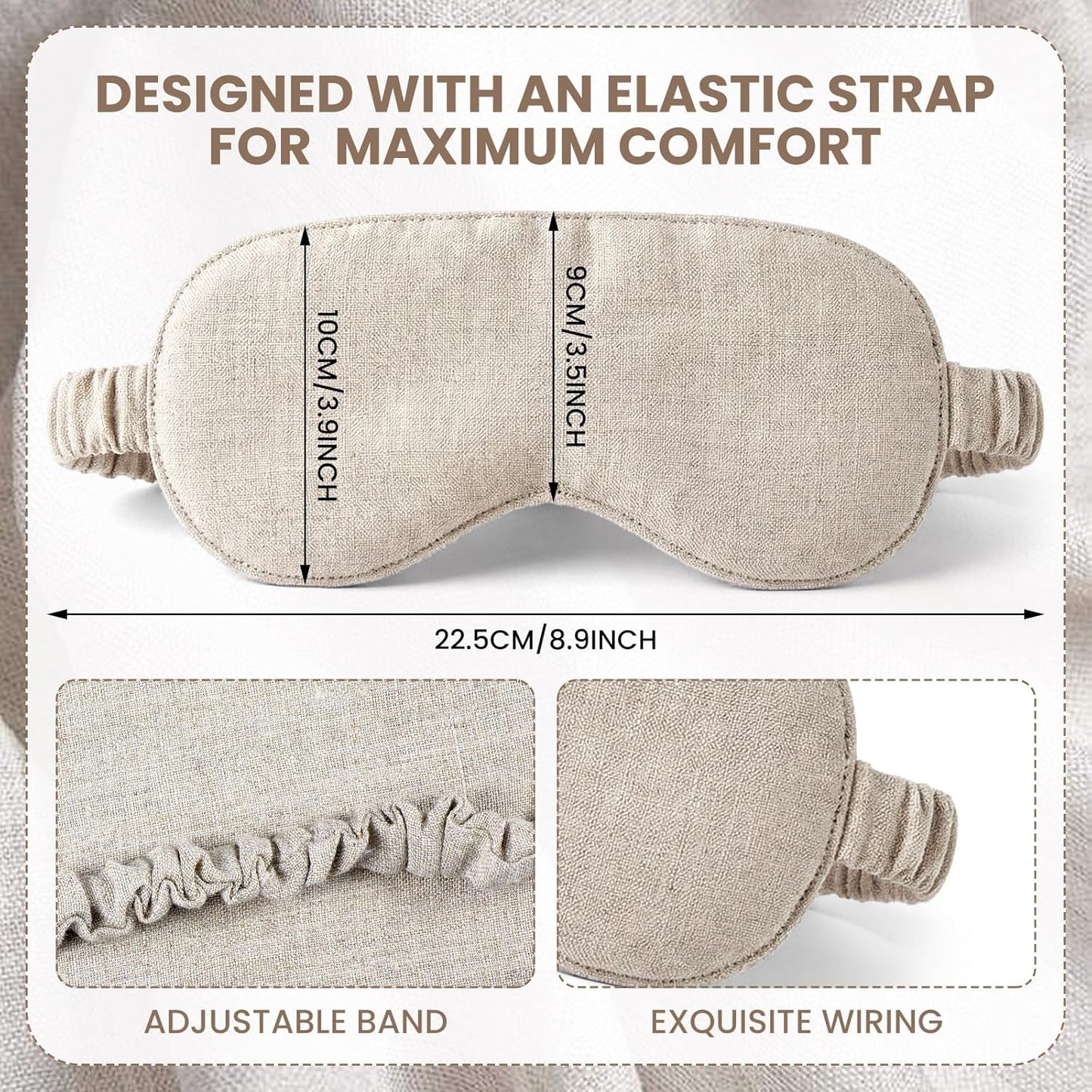 2 Set Pure Linen Sleep Mask Organic Cotton Eye Cover Gift,Linen