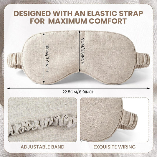 2 Set Pure Linen Sleep Mask Organic Cotton Eye Cover Gift,Linen