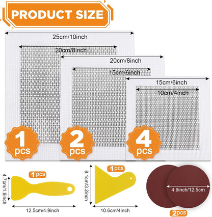 Romeda Drywall Patch Kit 11 Pack, 4/6/8 Inch Wall Patch with Extended Self Adhesive Mesh, Dry Wall Patch with Scraper and Sandpaper for Hole Repair