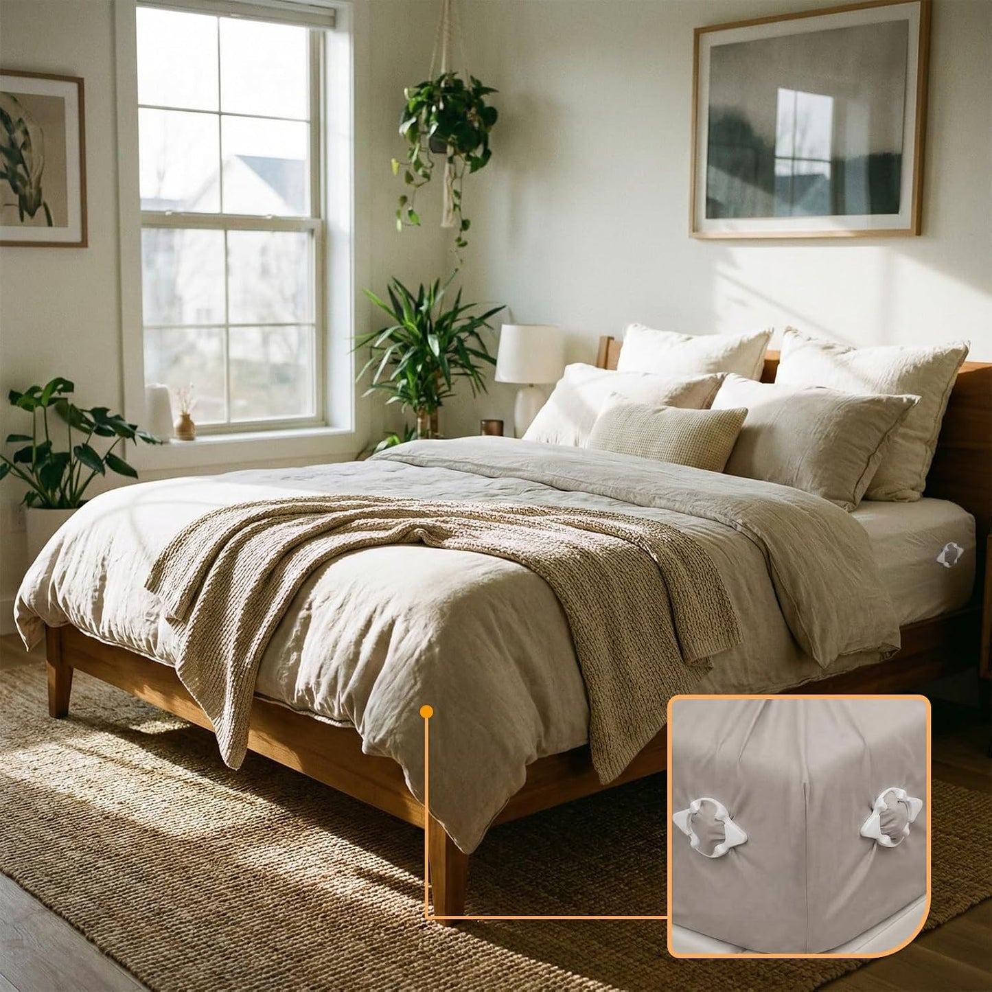 Bed Sheet Holder Corner Straps, Sheet Clips, Metal Material, Non-Slip, Easy to Install, Keep Sheets Firm & Tight All Night, Universal Clips (White)