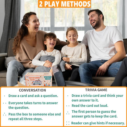 GRANDLMOON 700 Prompts 6 Themes Conversation Cards and Trivia Game Fun for Adults and Kids - Perfect for Family Dinners, Road Trips, and More! (5” X 2” X 2”)
