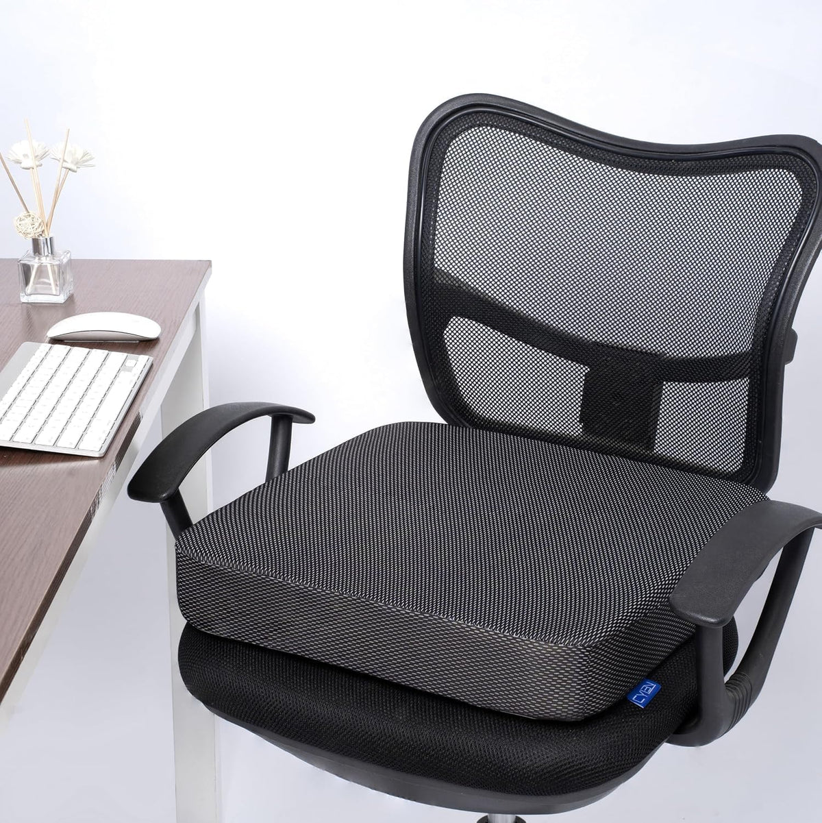 Ifoam Gel Infused Memory Foam Layer Wheelchair Cushion - Seat Cushion for Wheelchair-OfficeChair, Kitchen Chair-Pressure Sore and Tailbone Pain Relief-High Dense Polyfoam Base (Black,18x16x3 inch)