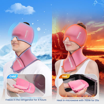 ONLYCARE Migraine Relief Cap, Headache Relief & Neck Ice Pack Wrap Gel Set | Upgrade Headache Cap and Shoulder Cold Pack, Hot & Cold Compress, FSA-HSA Eligible, Relief of Pain, Swelling, Office Pressure