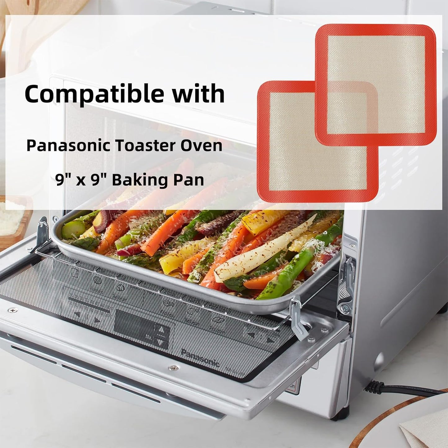 AMYONE 11x11 Silicone Baking Mat, Square Air Fryer Liner, Platinum, 2 Pack | For 11x11 Square Cake Pan/Cheesecake Pan/Toaster Oven/XL Air Fryer, Food Grade Silicone Baking Sheet Liner for Cake/Cookie