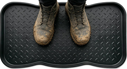 Boot Tray for Entryway Indoor, Hard Plastic, 28 x 14.5 in | Stays Flat, No Curling, Rigid Raised Edge,, No Odor, Easy Clean