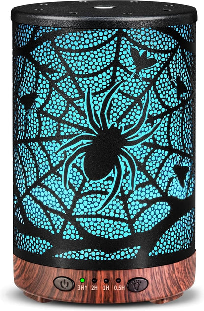 Essential Oil Diffuser 120ML Metal Aromatherapy Diffuser with Timer, Cool Mist Humidifier with Auto Shut-Off & 7 Color Lights for Home Office Spa (Tree)