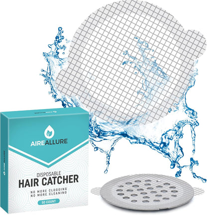 25 Pack Disposable Shower Drain Hair Catcher Mesh Stickers - Peel & Stick Drain Strainers to Prevent Clogs, Strong Waterproof Adhesive, Mess-Free Disposable Drain Covers for Shower & Bathtub