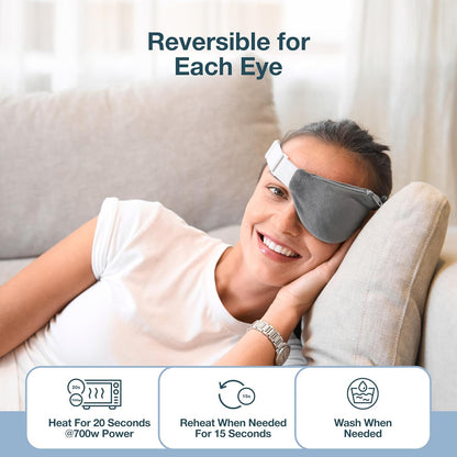 MyHalos Heated Eye Compress, Warm Compress for Dry Eyes, Blepharitis & MGD | Warm Eye Compress, Moist Heat, Washable & Reversible, Comfort for Styes & Blepharitis, Reusable, Microwavable, Soothing