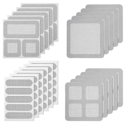 Sibba 20 Sheets Window Screen Patches Repair Kit Self-Adhesive Patch | 4 Sizes Black Self-Adhesive Screen Patch Repair Kit for Mesh Screens Door, Strong Adhesive Screens Repairs Tape