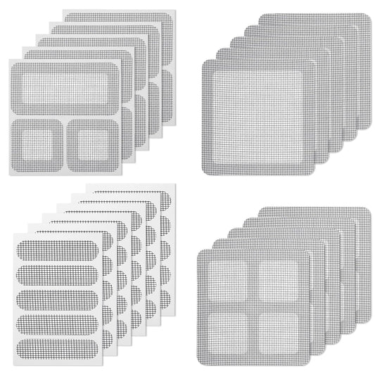 Sibba 20 Sheets Window Screen Patches Repair Kit Self-Adhesive Patch | 4 Sizes Black Self-Adhesive Screen Patch Repair Kit for Mesh Screens Door, Strong Adhesive Screens Repairs Tape