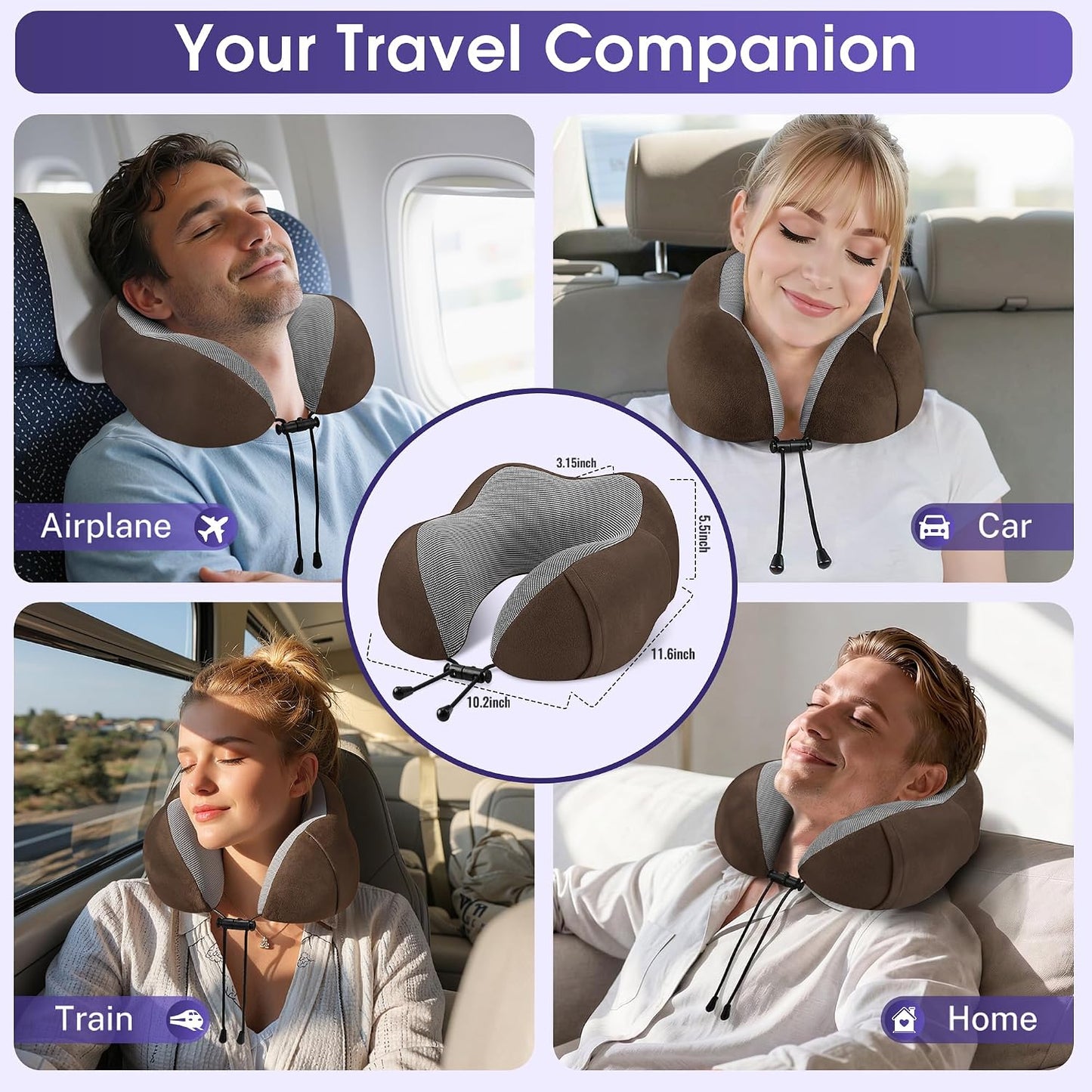 CloudBliss Neck Pillow for Airplanes, Memory Foam Travel Pillow, Black | Compact Flight Pillow with Eye Mask, Earplugs, Carry Bag, Travel Neck Pillow for Long Flight Sleep, Plane Travel Essentials