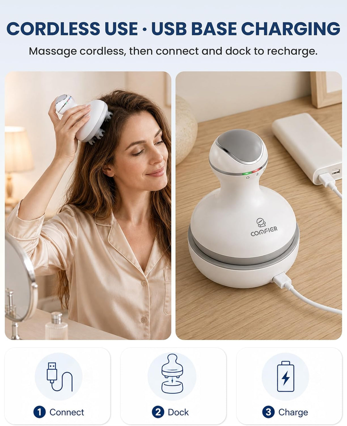 COMFIER Scalp Massager for Hair Growth, Electric Head Massager, Tangle-Free
