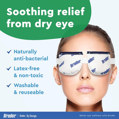 Bruder Moist Heat Compress | Microwave Activated Mask | Reusable, Washable, Non-allergenic | Fast Acting Relief for Dry Eye and Other Irritations | (Pack of 2)